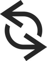 Circular arrow rotating counterclockwise, reset symbol with two arrows forming a loop, simple black and white icon isolated on white vector