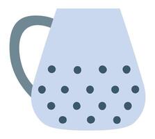 Light blue dotted jug with dark blue handle and dots represents a simple yet stylish kitchenware item, perfect for serving beverages or adding a touch of elegance to table setting vector