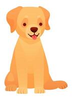 Adorable golden retriever puppy sitting with its tongue out, panting happily on a white background, a perfect image for pet lovers and animal themes vector