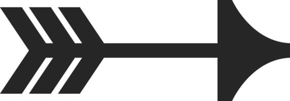 Simple black arrow icon pointing right with triple fletching, isolated on white background, representing direction, progress, and forward movement in a minimalist design vector