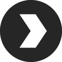 White arrow pointing right within a bold black circle, creating a modern graphic design element. Ideal for diverse projects needing clear directional guidance and simplicity vector