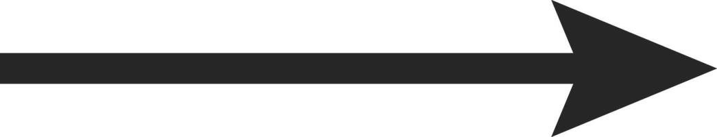 Long black arrow pointing right against a clean white background, representing direction, progress, and forward movement. Emphasizing growth, success, and achievement vector