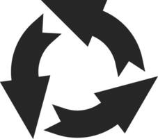 Circular economy concept with three rotating arrows forming a continuous cycle, symbolizing resource efficiency, waste reduction, and sustainable development vector