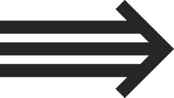 Minimalist illustration featuring a triple horizontal black arrow pointing right, conveying direction, progress, and forward movement on a clean white background vector