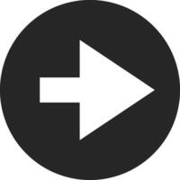 White arrow pointing to the right inside a black circle indicating the next or forward action, simple and minimal modern graphic design element vector