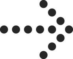 Minimalist dotted arrow pointing to the right made of black circles is suggesting a direction, progress, or movement on a clean white background vector