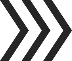 Three thick black arrows are pointing to the right on a white background, creating a simple yet dynamic visual representation of direction and movement vector