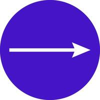 White arrow pointing right on a blue circular background indicating the mandatory direction of traffic, traffic sign concept, illustration vector