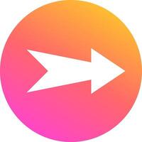 White arrow pointing right, symbolizing direction and progress, set against a vibrant circular gradient of pink, orange, and yellow for a modern design vector