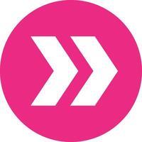 Double white arrows pointing right, featuring a simple and modern graphic design element within a vibrant pink circle, enhancing various web and print projects with clarity and style vector