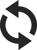 Two arrows forming a circular shape, creating a continuous loop that symbolizes concepts such as refresh, reload, restart, and the cyclical nature of processes and progress vector