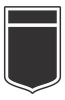 Dark gray blank police style badge with white frame and horizontal band isolated on white background representing security, authority, and law enforcement vector
