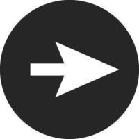 White arrow pointing right within a black circle serves as a clear and effective visual representation of direction, ideal for diverse design applications and navigation purposes vector