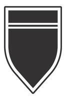 Minimalist shield featuring a horizontal stripe, representing safety, defense, and reliability through a clean, modern design that embodies strength and stability in a graphic form vector