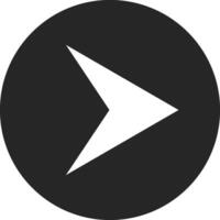 White arrow pointing right in black circle indicating direction, simple icon for web and graphic design, concept of progress, forward movement and next step vector