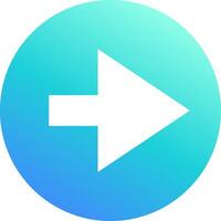 White arrow pointing right on a gradient circle with shades of blue and green, ideal for indicating direction, navigation, or progress in web design, presentations, or applications vector