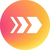 White triple arrow pointing right on a round gradient background from pink to orange, perfect for conveying concepts of direction, progress, and movement vector
