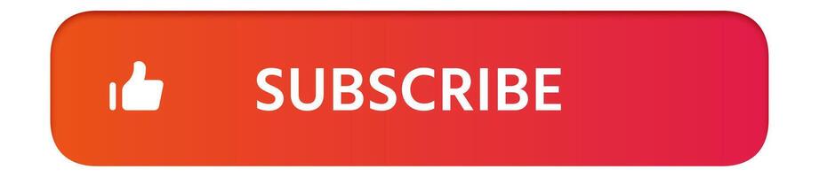 Vibrant red and orange gradient subscribe button featuring a white thumbs up icon, inviting viewers to follow and stay connected on various digital platforms and social media channels vector