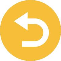 White return arrow curving left over a vibrant yellow background, representing navigation and correction in digital interfaces with simplicity and clarity vector