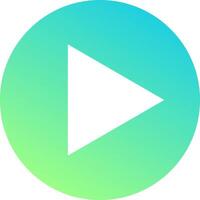 White play symbol pointing right on a gradient green and blue circle background, representing concepts of starting and controlling media playback for multimedia projects vector