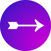 White arrow pointing right on purple and violet gradient circle background representing direction, progress, and movement in a simple and modern design vector