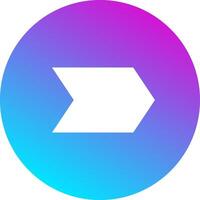 White arrow pointing to the right is displayed on a round gradient background changing from blue to purple, representing direction, progress, and movement vector