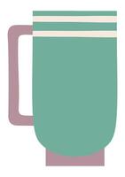 Green mug with handle and stripes featuring minimalist design, perfect for enjoying a hot beverage in style and adding a touch of modern elegance to your kitchenware vector