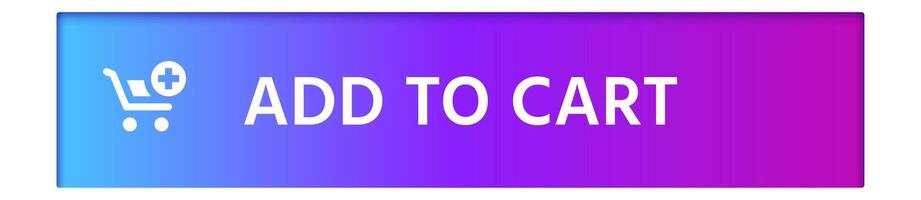 Add to cart button with shopping cart icon is displayed on a vibrant gradient background, creating a modern and visually appealing call to action for online shopping vector