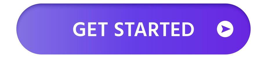 Purple rounded button featuring a smooth gradient and a play symbol, inviting users to embark on new projects or services with a modern and minimalistic design vector