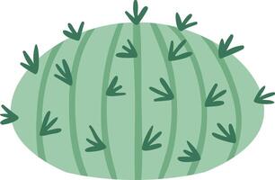 Simple illustration featuring a round green cactus adorned with thorns, highlighting the resilience of desert flora and its remarkable adaptation to arid environments vector