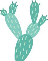 Light green stylized prickly pear cactus growing with rounded leaves and small spikes, simple illustration isolated on white background vector