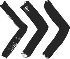 Three thick black grunge arrows are pointing to the right, creating a dynamic visual indicating forward movement or direction on a clean white background vector