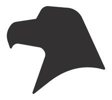 Dark gray stylized eagle head silhouette looking to the right on a white background, ideal for logos and illustrations representing concepts such as freedom, power, and United States vector