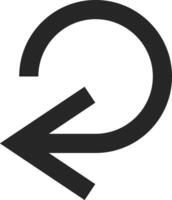Back arrow rotating counterclockwise, forming a circular shape that symbolizes the undo action, set against a clean white background for clarity and emphasis vector