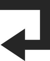 Logout icon represented by a dark gray left arrow turning back and exiting a square on a white background, symbolizing the action of logging out or signing out of an account or system vector