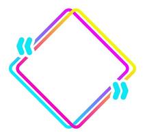 Gradient colored quote frame with double outline forming a rhombus shape with rounded corners and quotation marks at the corners, isolated illustration on white background vector