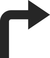 Simple black arrow pointing to the right after making a ninety degree upward turn, featuring a clean design and isolated on a white background, ideal for various applications vector