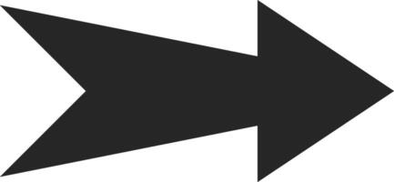 Simple, flat design of a dark gray arrow pointing towards the right side, featuring a notched tail, isolated against a clean white background, conveying direction and progress vector