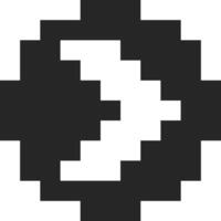 Pixel art representing number three with a square shape, using black and white pixels, ideal for vintage game designs or retro aesthetics vector
