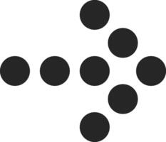 Minimalist arrow icon pointing right, crafted from evenly sized circles, effectively symbolizing direction and movement for navigation and guiding toward future goals vector