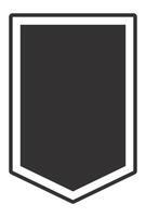 Minimalist illustration of a simple blank vertical shield with a white border, representing concepts of protection, security, and defense vector