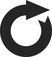 Continuous circular arrow rotating clockwise, symbolizing an ongoing process and representing concepts of repetition, cycles, and endless movement in a sleek, minimalist design vector
