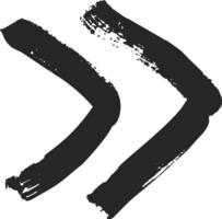 Two bold, black brushstrokes form a double arrow pointing right, suggesting forward momentum, progress, and direction on a white background vector
