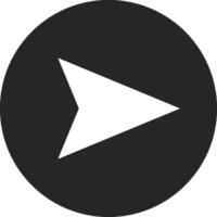 Minimalist graphic showing white arrow pointing right, contained within a dark gray circle, symbolizing direction, progress, or next button vector