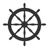 Classic ship steering wheel silhouette symbolizing maritime navigation and control, evoking themes of seafaring adventures and maritime history vector