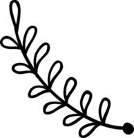 Simple, hand drawn illustration of a curved branch with leaves, creating a minimalist and elegant botanical design element suitable for various decorative purposes vector