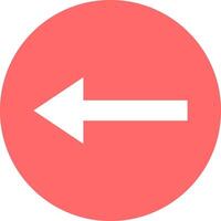 White arrow pointing to the left, contained in a red circle, representing direction, navigation, or a return command, suitable for various digital and print applications vector