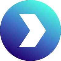 White arrow pointing to the right, contained in a circle with a gradient from turquoise to blue, ideal for indicating directions, next, forward, play, or continue vector
