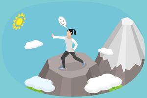 3D Isometric Flat Conceptual Illustration of Qigong Practice, Traditional Ancient Exercise vector