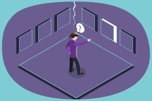 3D Isometric Flat Conceptual Illustration of Intuition, Future Vision vector